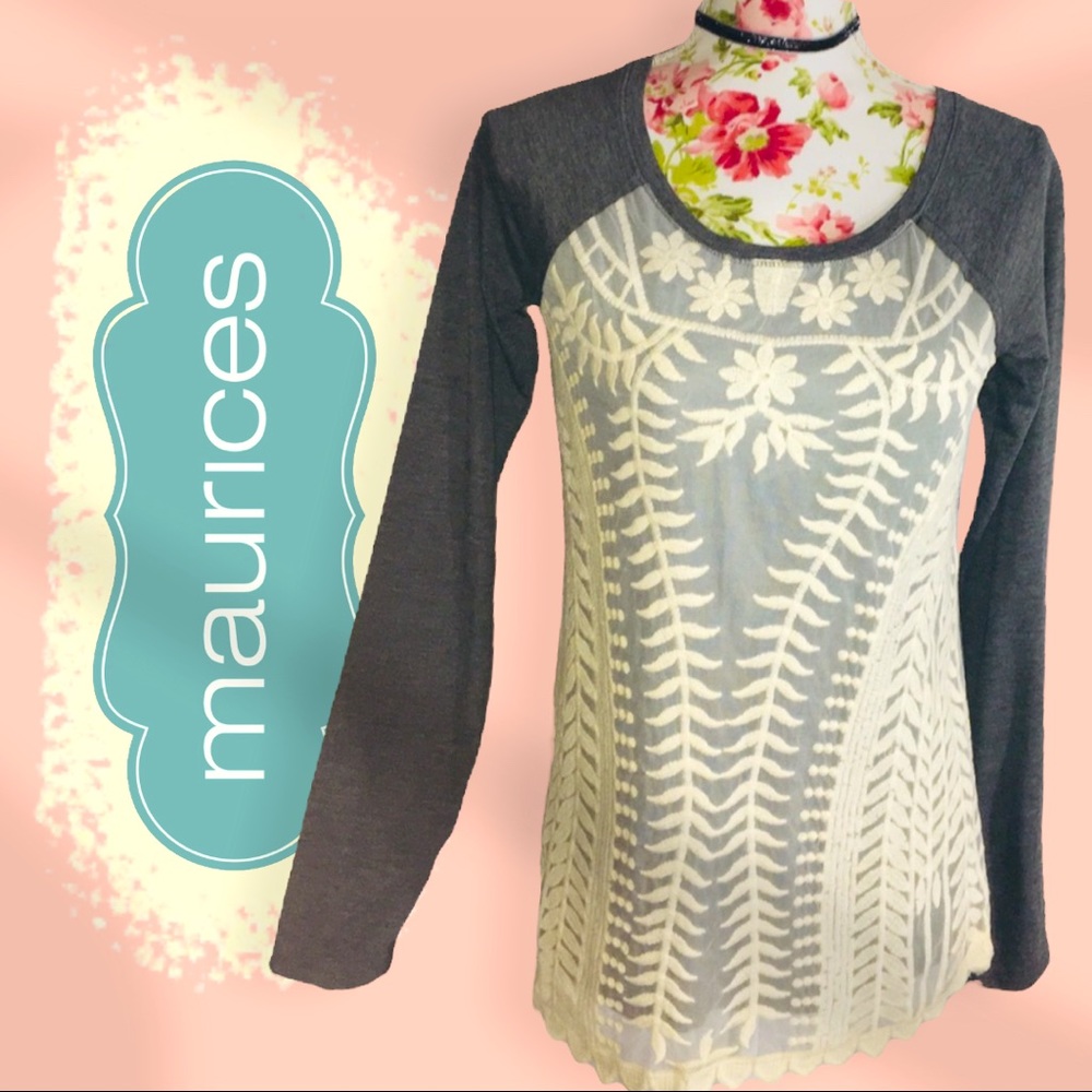 Maurice’s Lace Baseball Tee Sz Small
